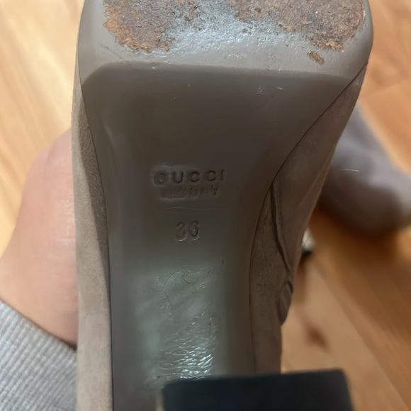 Gucci grey suede Vernice block heel ankle boots size 36 (6 US) - Picture 8 of 11